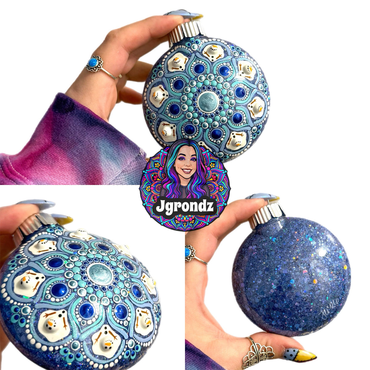 3” Melting Snowman Mandala Ornament