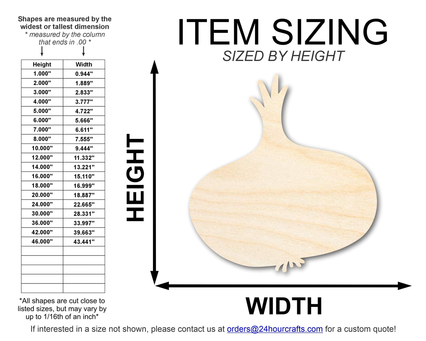 Unfinished Wood Garlic Shape | DIY Craft Cutout | up to 46" DIY