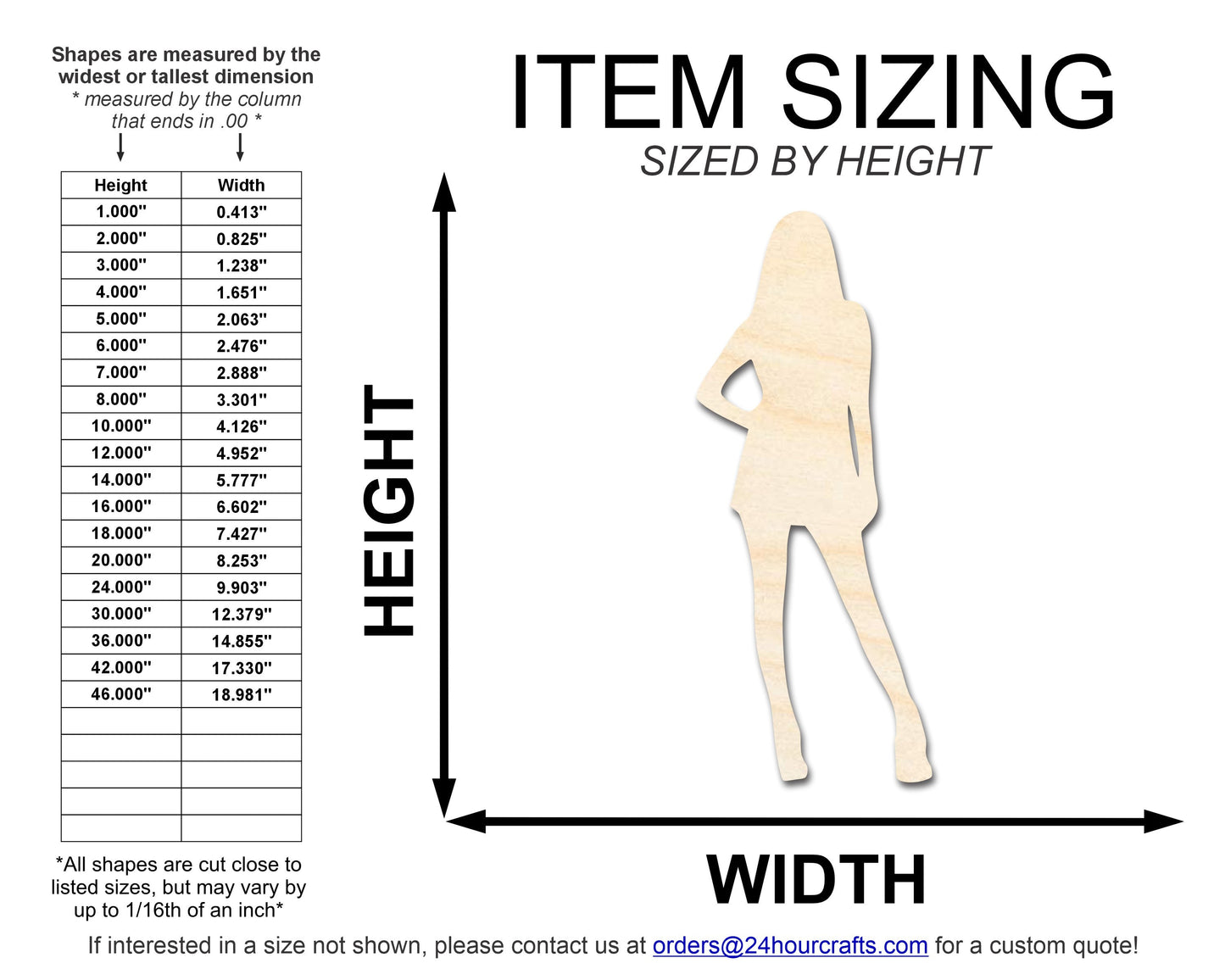 Unfinished Wood Female Idol Shape | DIY Craft Cutout | up to 46" DIY