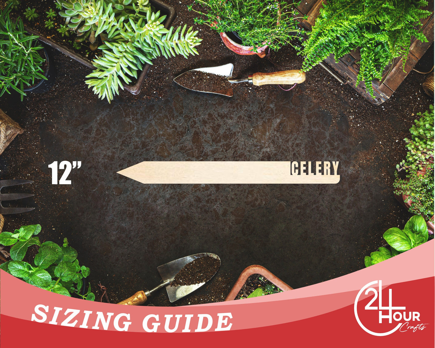 Unfinished Wood Celery Garden Stake | DIY Craft Cutout | up to 24" DIY