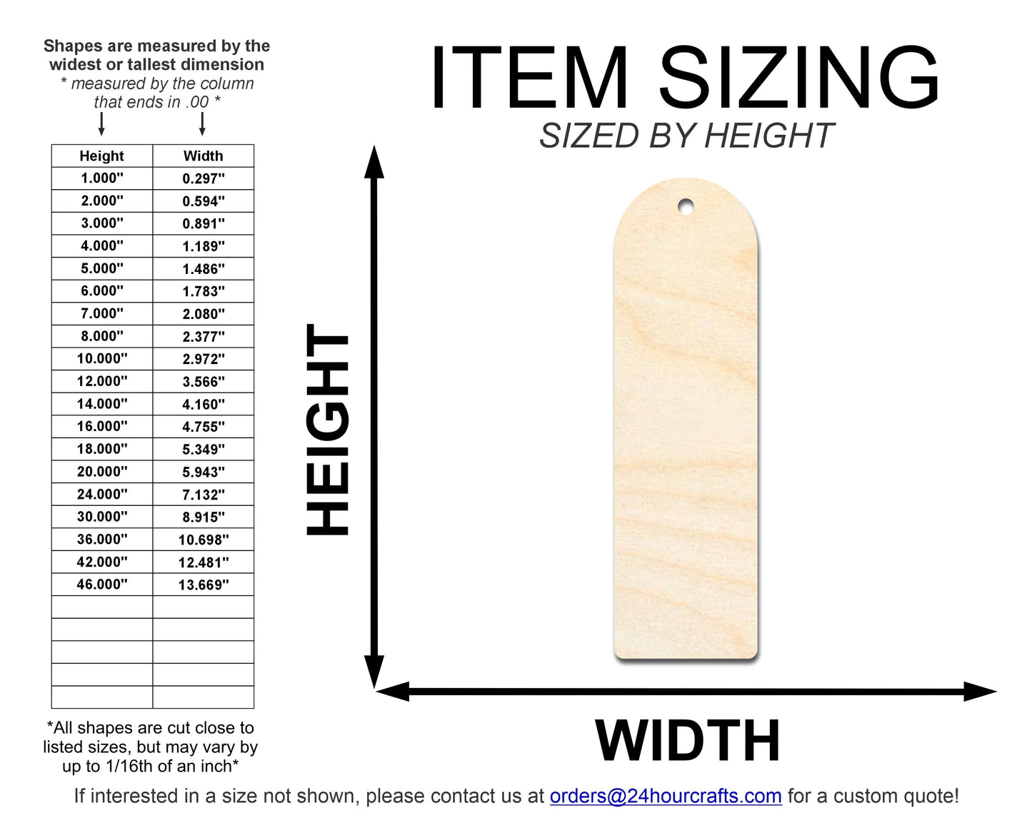 Unfinished Wood Rounded Simple Bookmark Shape | DIY Craft Cutout | up to 12" DIY