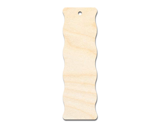 Unfinished Wood Wavy Side Bookmark Shape | DIY Craft Cutout | up to 12" DIY