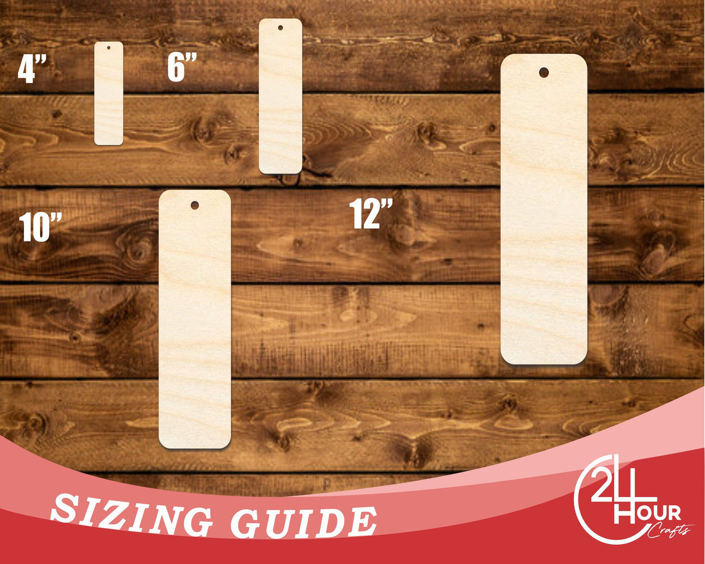 Unfinished Wood Round Edge Bookmark Shape | DIY Craft Cutout | up to 12" DIY