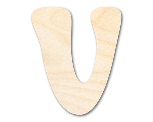 Unfinished Wood Groovy V Font Shape | DIY Craft Cutout | up to 46" DIY