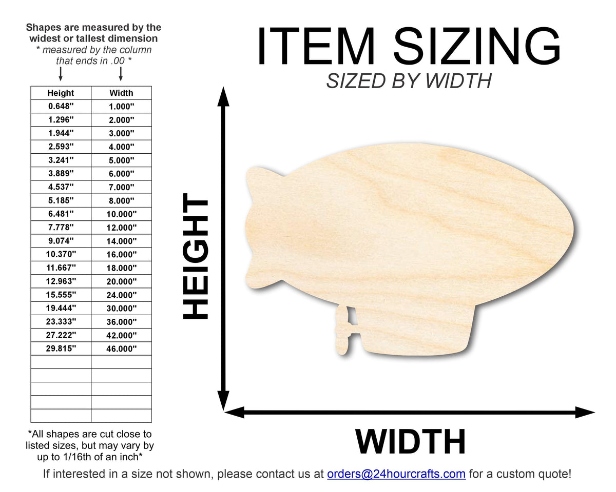Unfinished Wood Blimp Shape | DIY Craft Cutout | up to 46" DIY