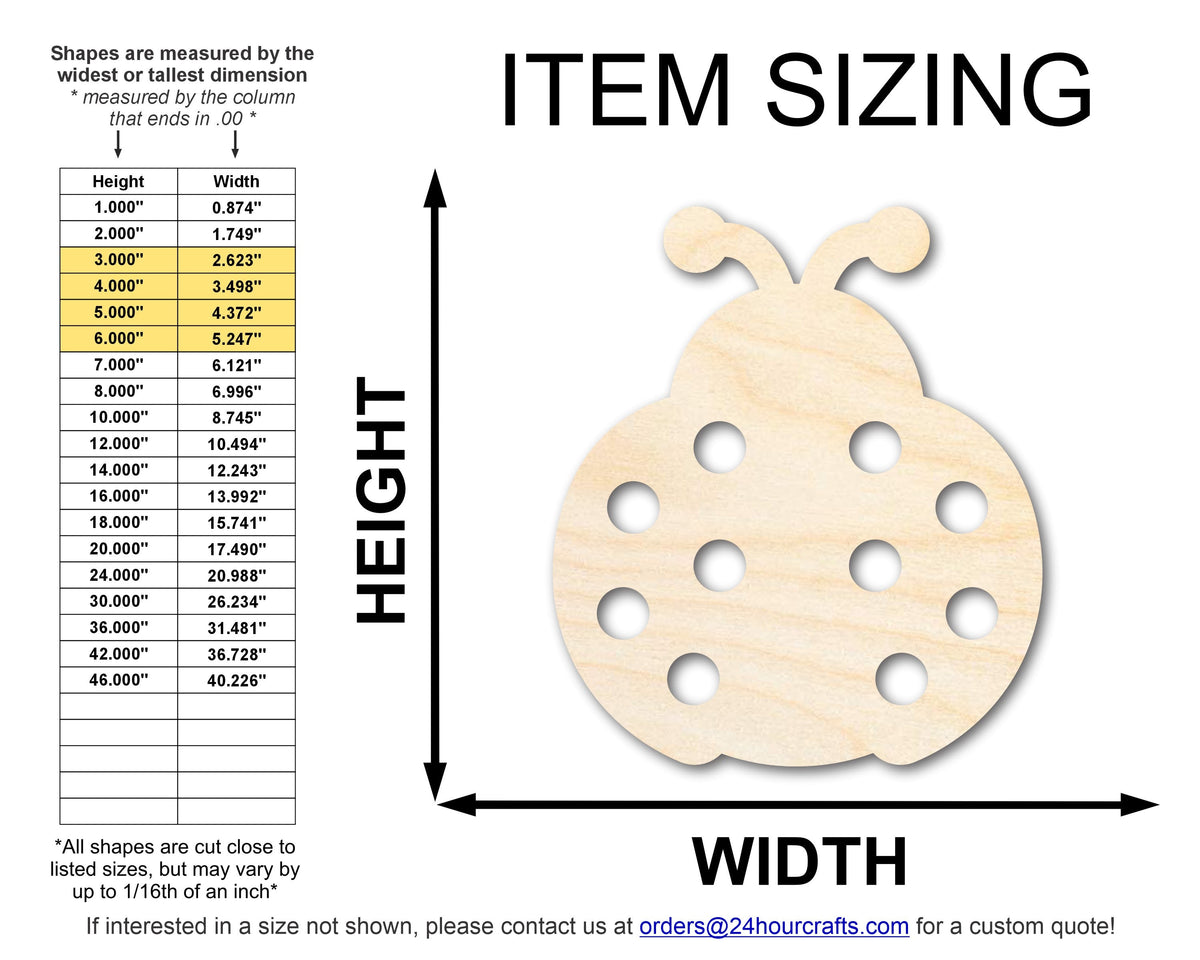Unfinished Wood Simple Ladybug Shape | Wild at Play | DIY Craft Cutout | up to 6" DIY |