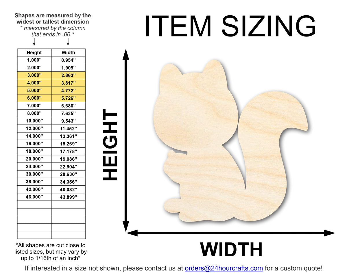 Unfinished Wood Simple Squirrel Shape | Wild at Play | DIY Craft Cutout | up to 6" DIY |