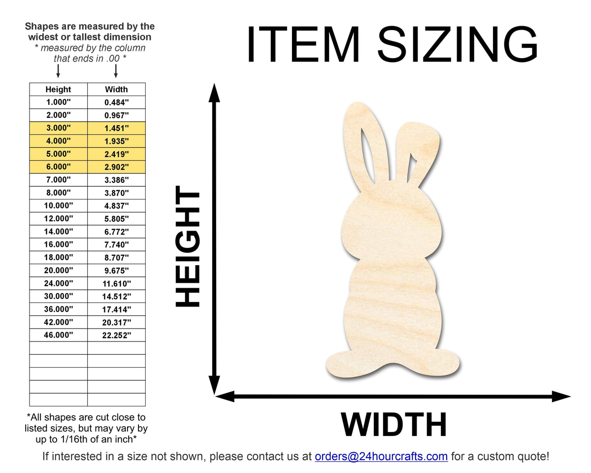 Unfinished Wood Simple Bunny Shape | Wild at Play | DIY Craft Cutout | up to 6" DIY |