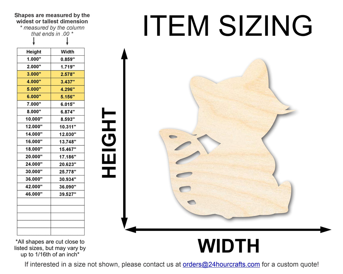 Unfinished Wood Simple Raccoon Shape | Wild at Play | DIY Craft Cutout | up to 6" DIY |