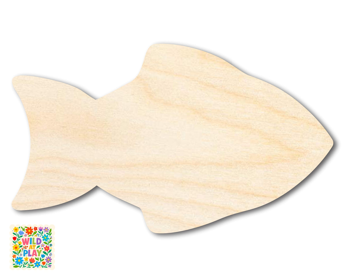 Unfinished Wood Simple Fish 3 Shape | Wild at Play | DIY Craft Cutout | up to 6" DIY |
