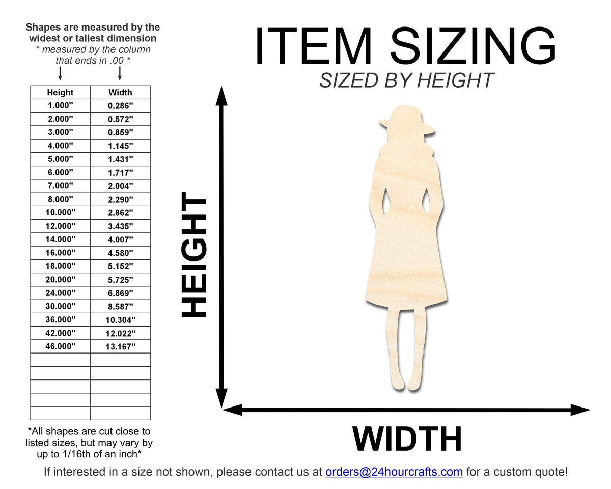 Unfinished Wood Secret Agent Woman | DIY Craft Cutout | up to 46" DIY