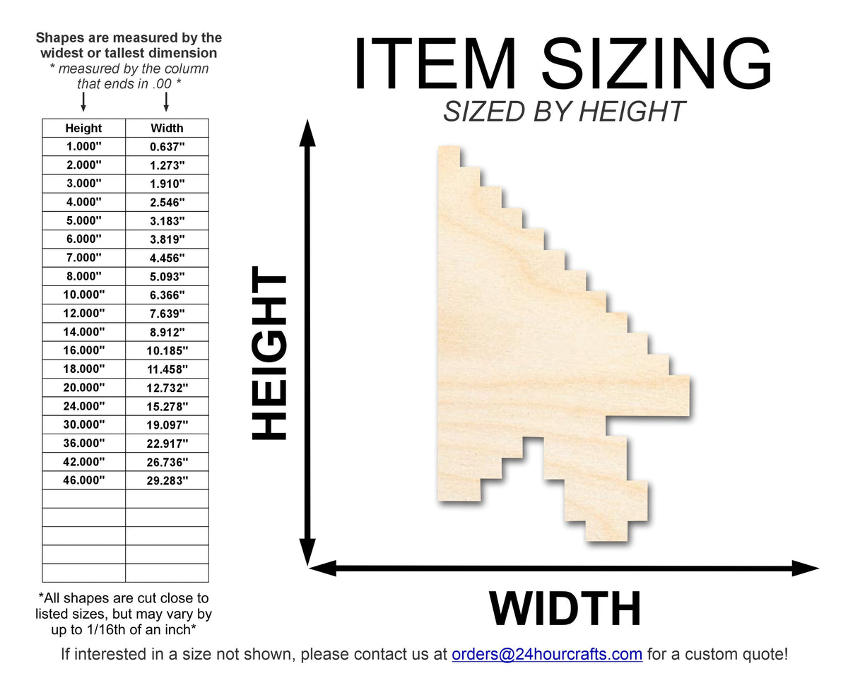 Unfinished Wood Pixelated Cursor Arrow | DIY Craft Cutout | up to 46" DIY