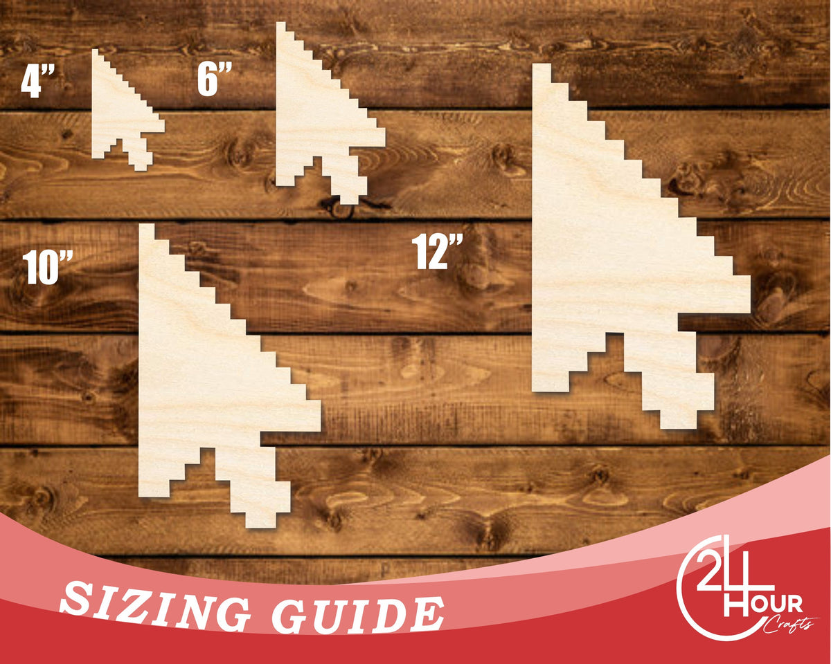 Unfinished Wood Pixelated Cursor Arrow | DIY Craft Cutout | up to 46" DIY