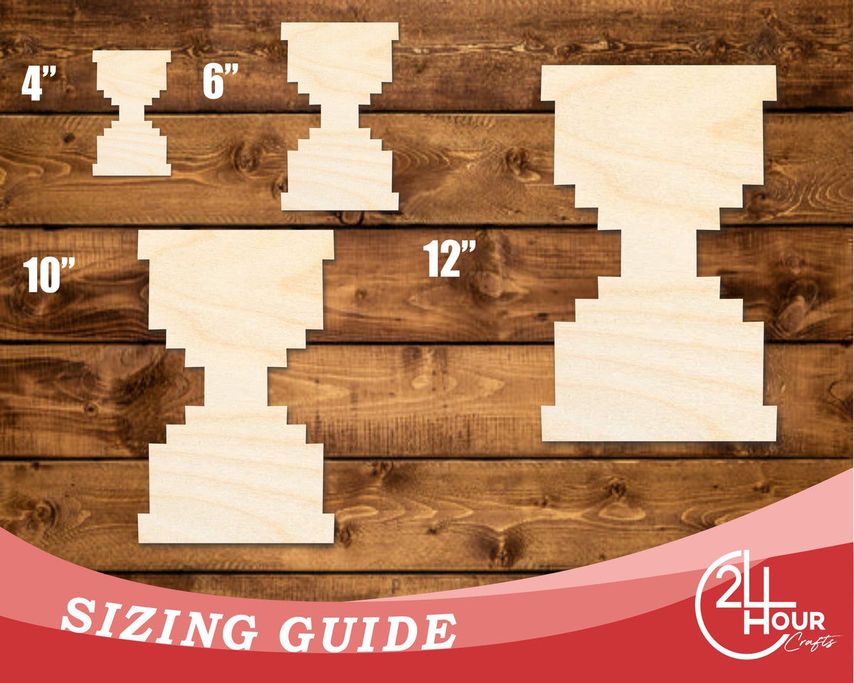 Unfinished Wood Pixelated Hour Glass | DIY Craft Cutout | up to 46" DIY
