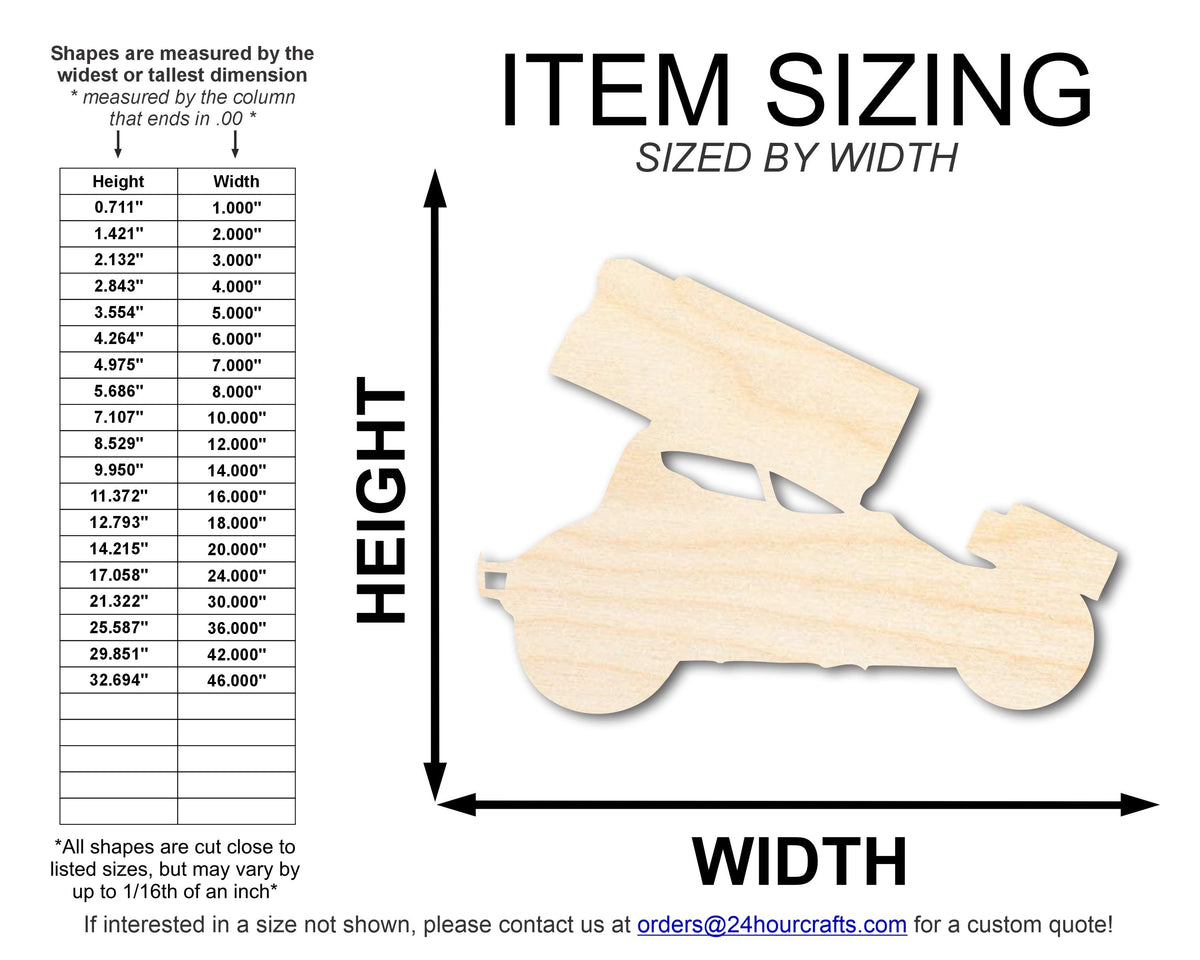 Unfinished Wood Sprint Car Shape - Kid's Room - Craft - up to 46" DIY