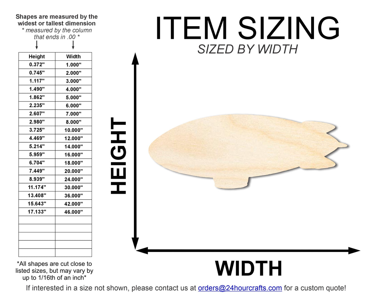 Unfinished Wood Zeppelin | DIY Craft Cutout | up to 46" DIY