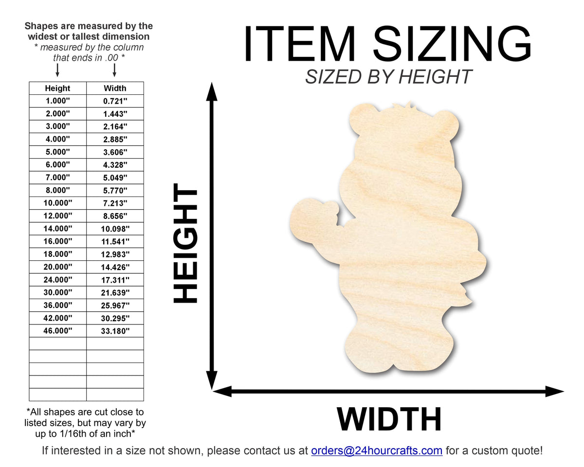 Unfinished Wood Happy Cartoon Bear Shape - Craft - up to 46" DIY