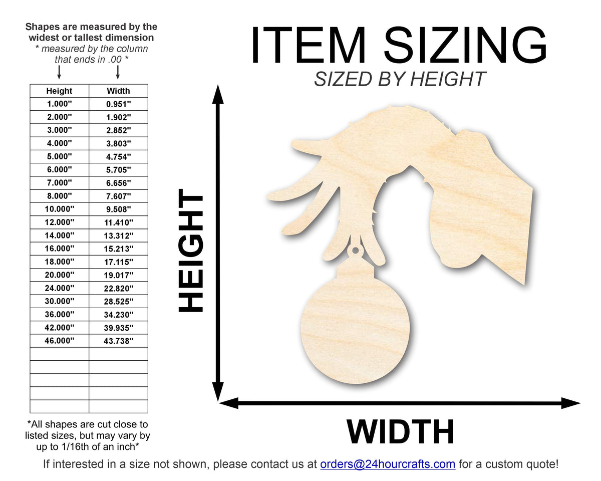 Unfinished Wood Hand with Ornament Shape - Craft - up to 46" DIY