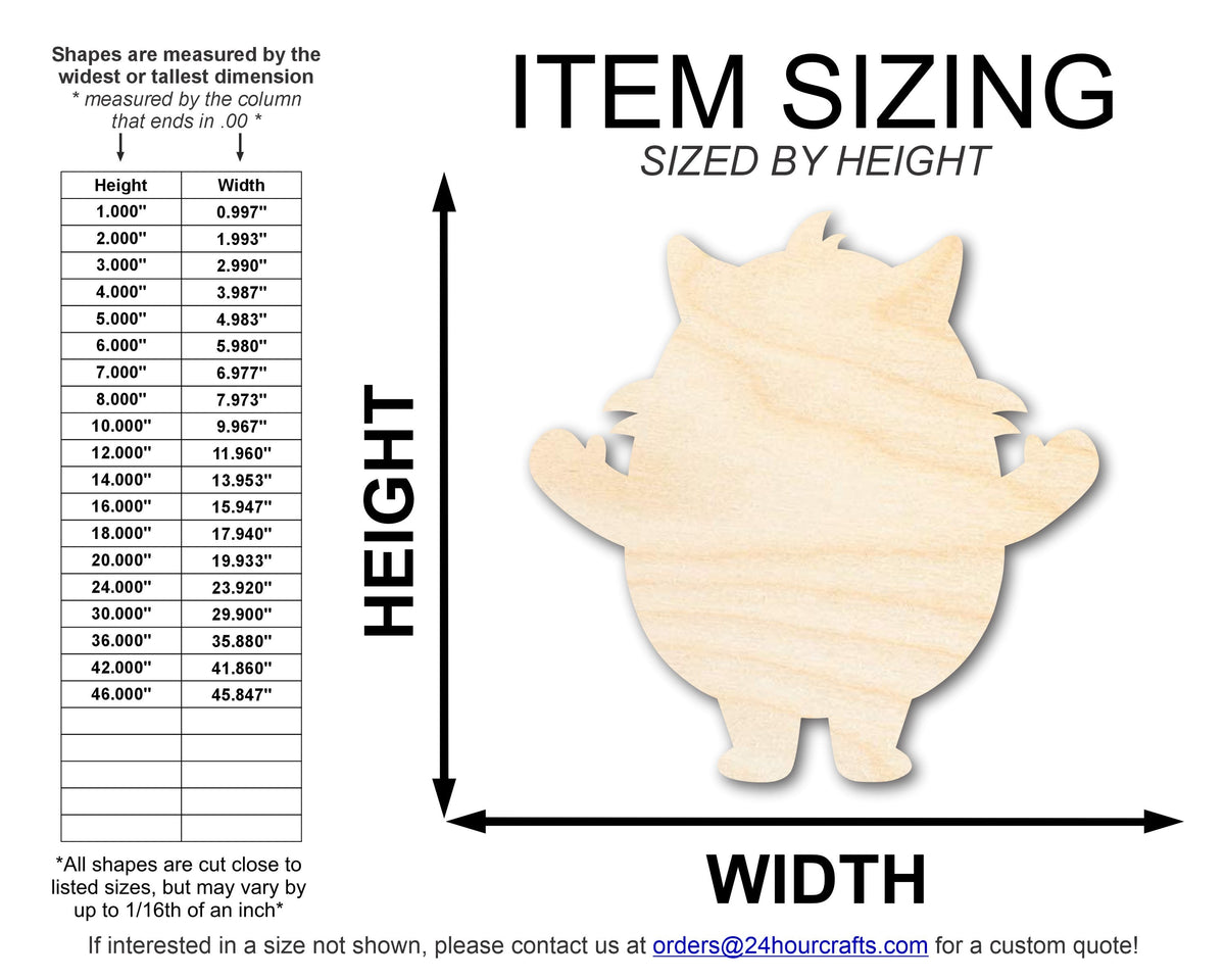 Unfinished Wood Cute Yeti Shape - Craft - up to 46" DIY