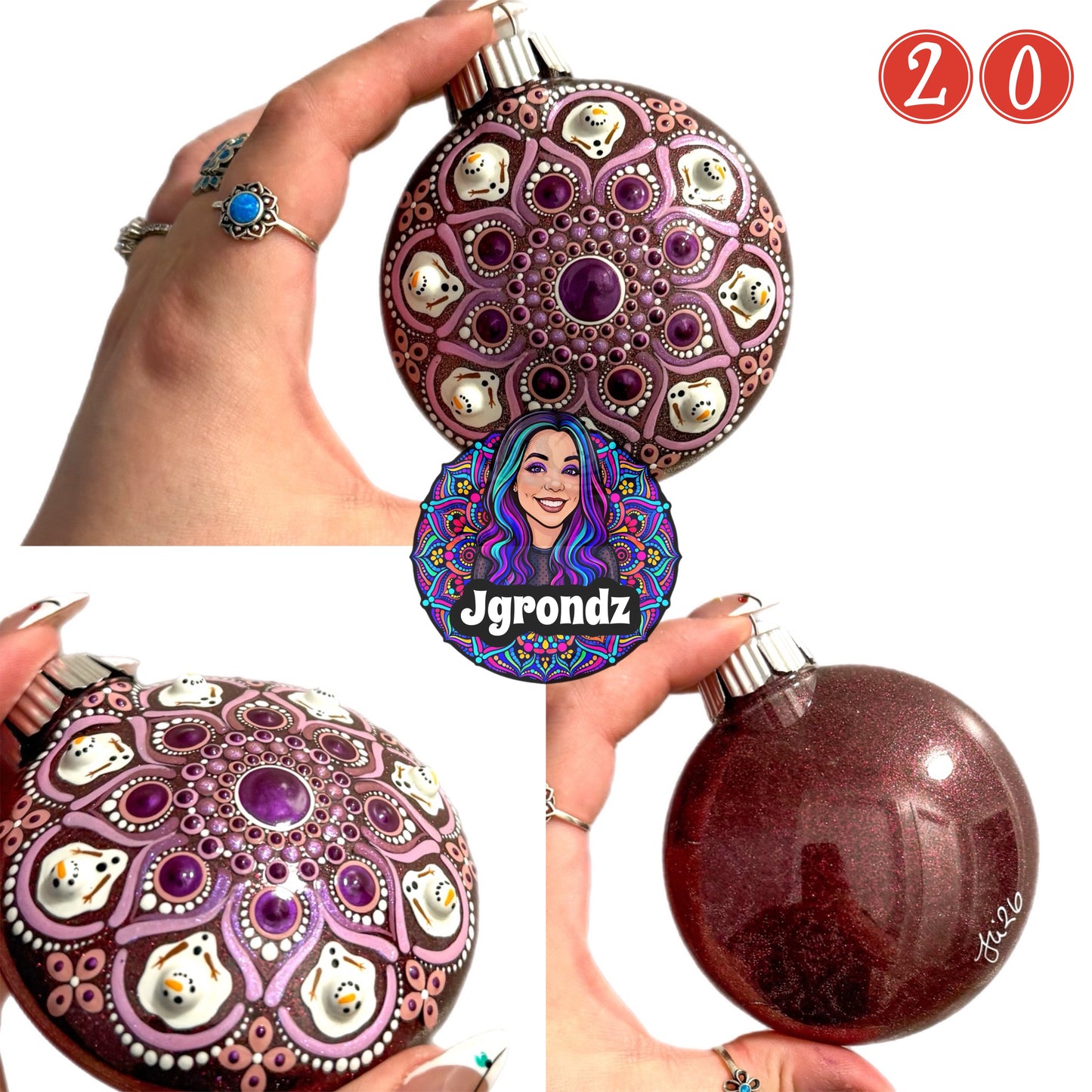 3” Melting Snowman Mandala Ornament