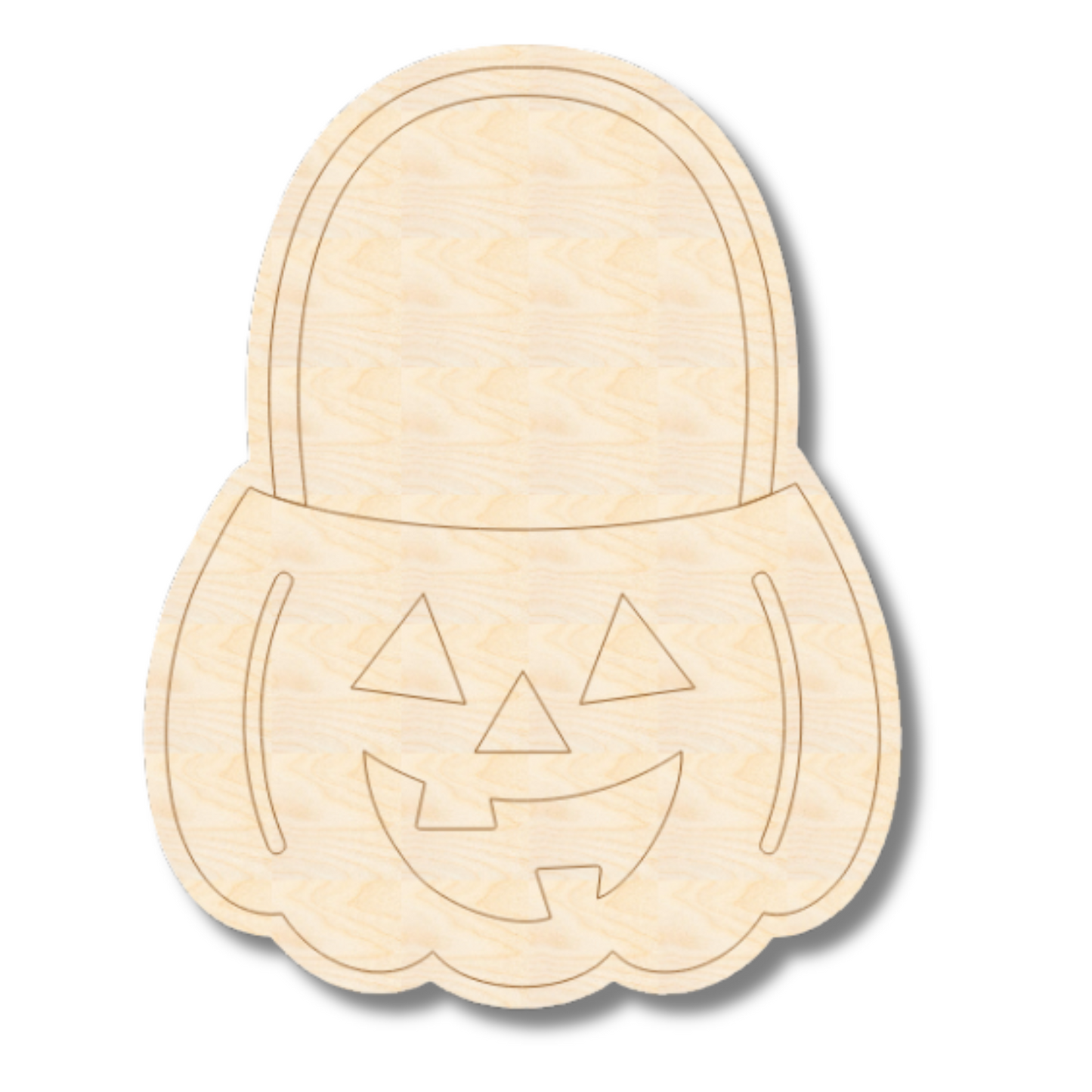 Unfinished Wood Etched Jack o' Lantern Pail Shape | Paint By Line Crafts | up to 30" DIY