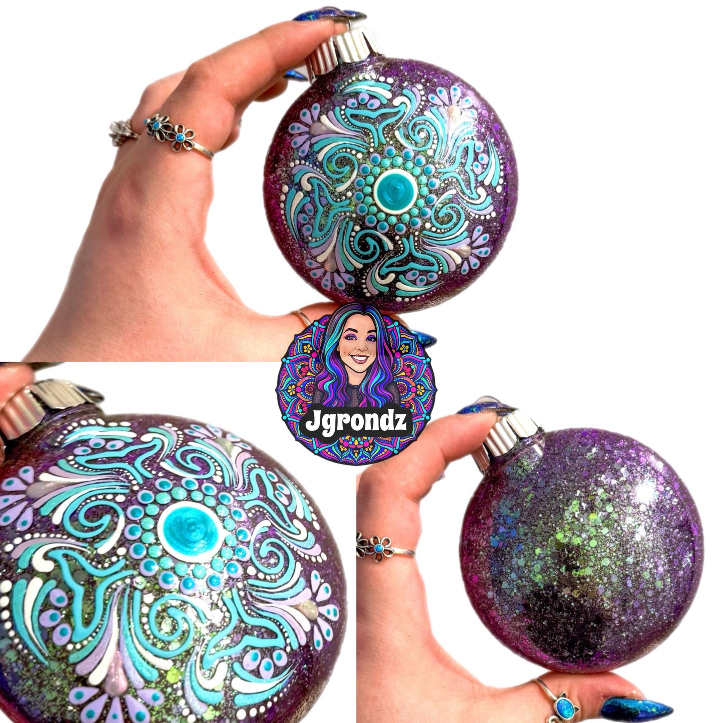 3” Whale Tail Mandala Ornament