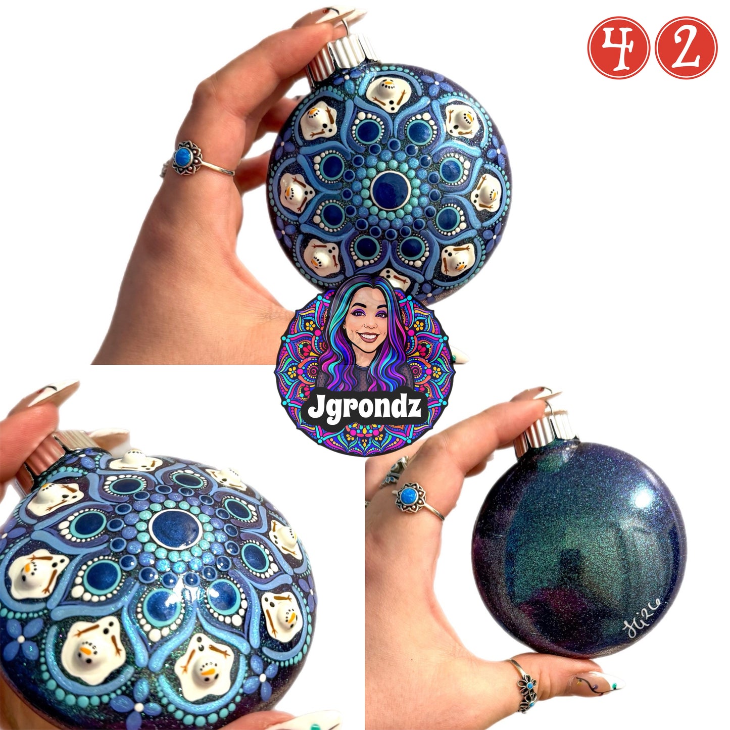 3” Melting Snowman Mandala Ornament