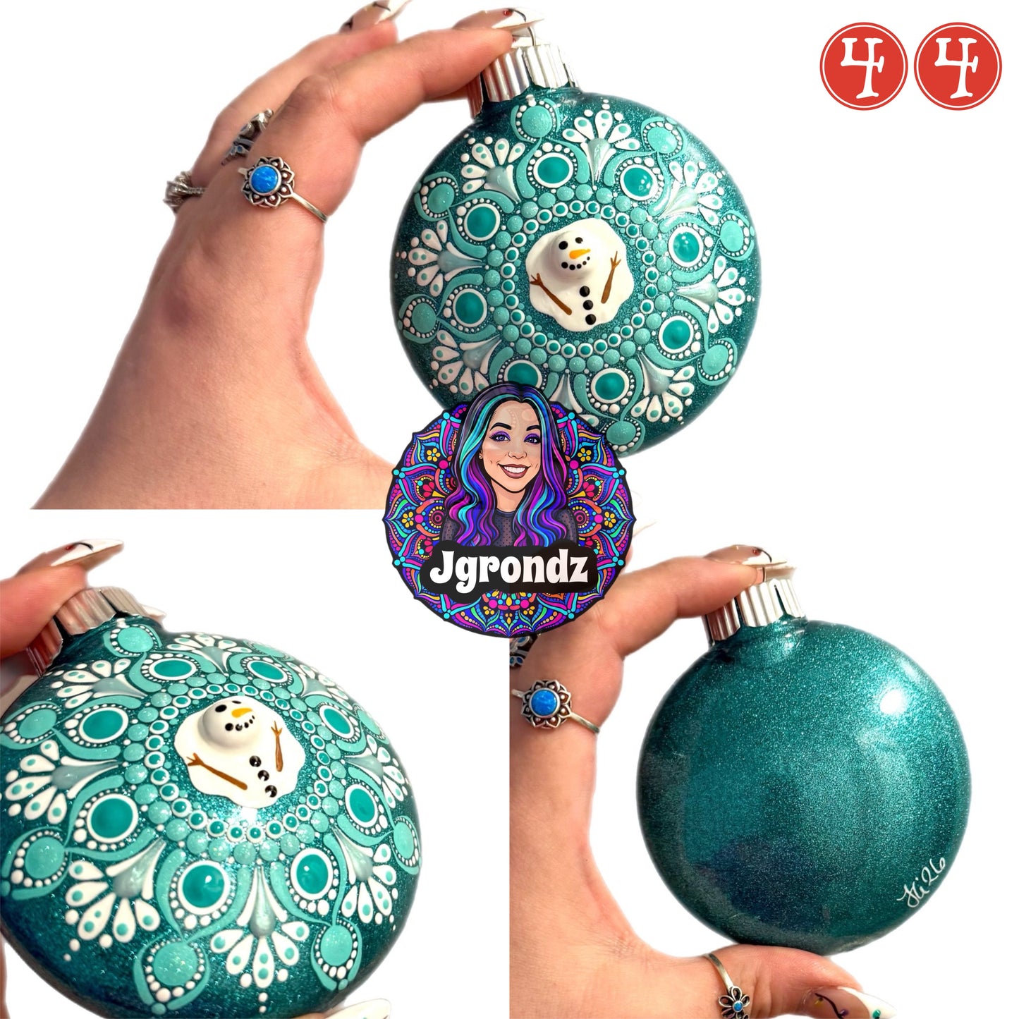 3” Melted Snowman Mandala Ornament