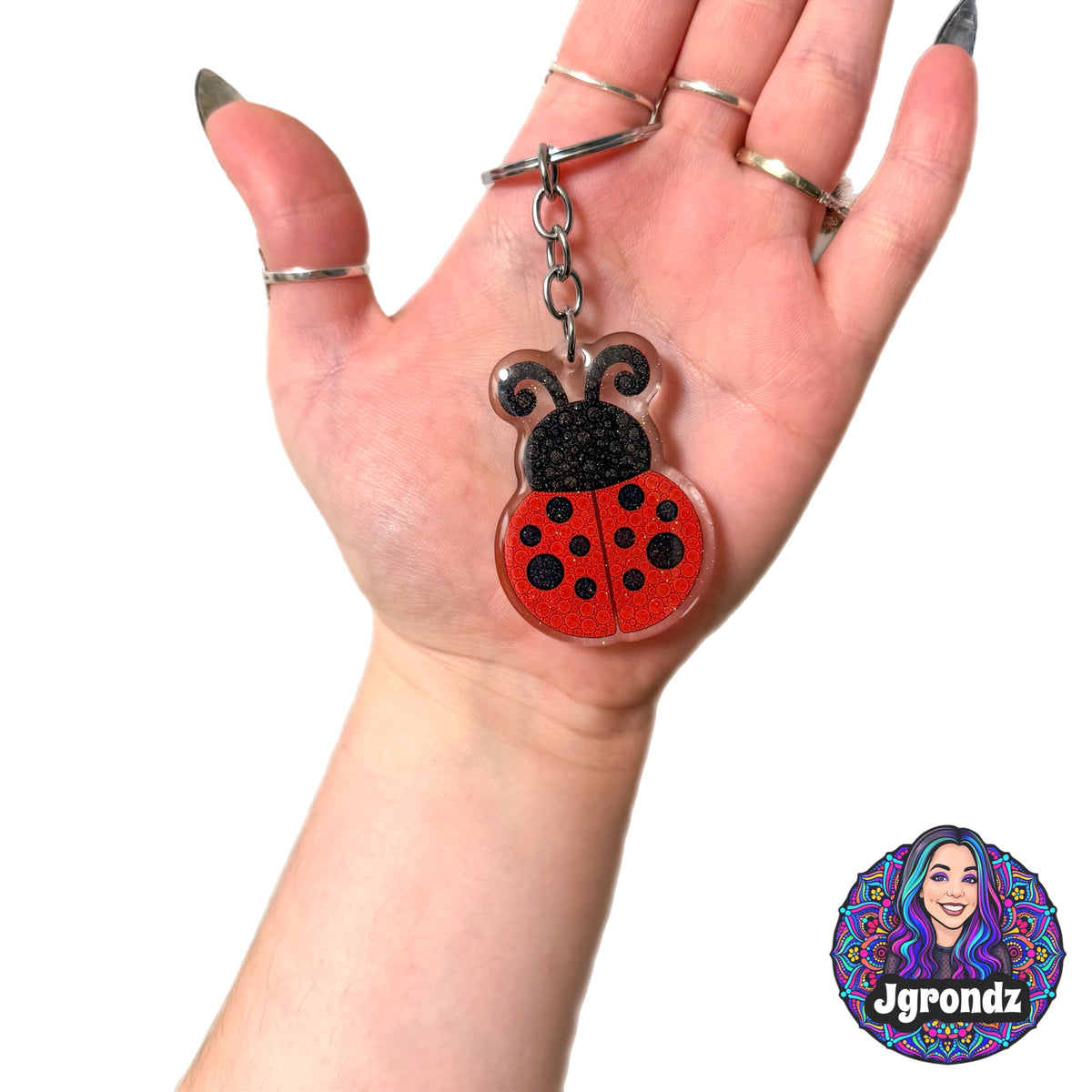 Double Sided Ladybug acrylic/epoxy printed keychain