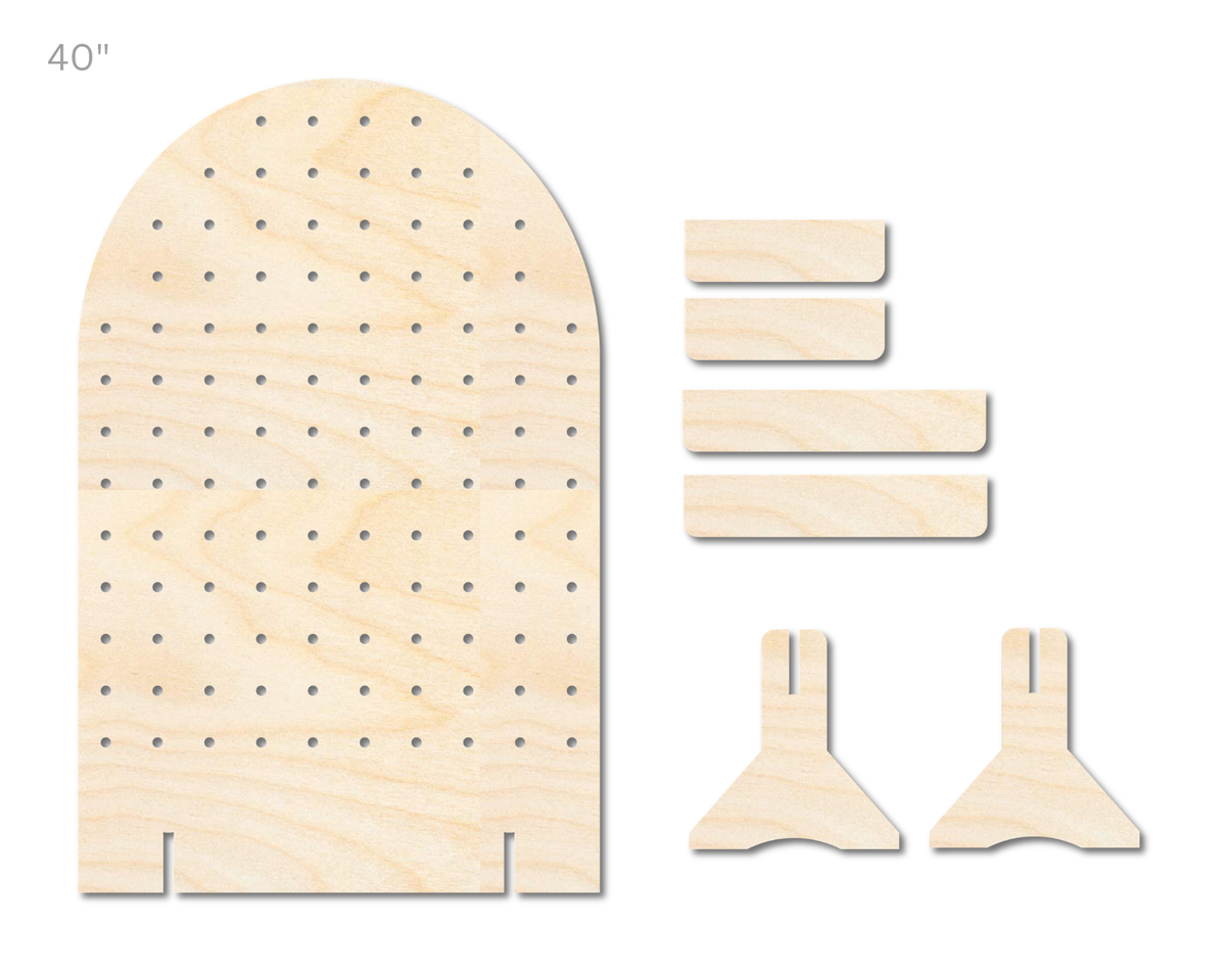 Unfinished Wood Arch Standing Peg Board  | Standing Wood Peg Board | 1/2" & 1/4" Thick Wood | up to 40"
