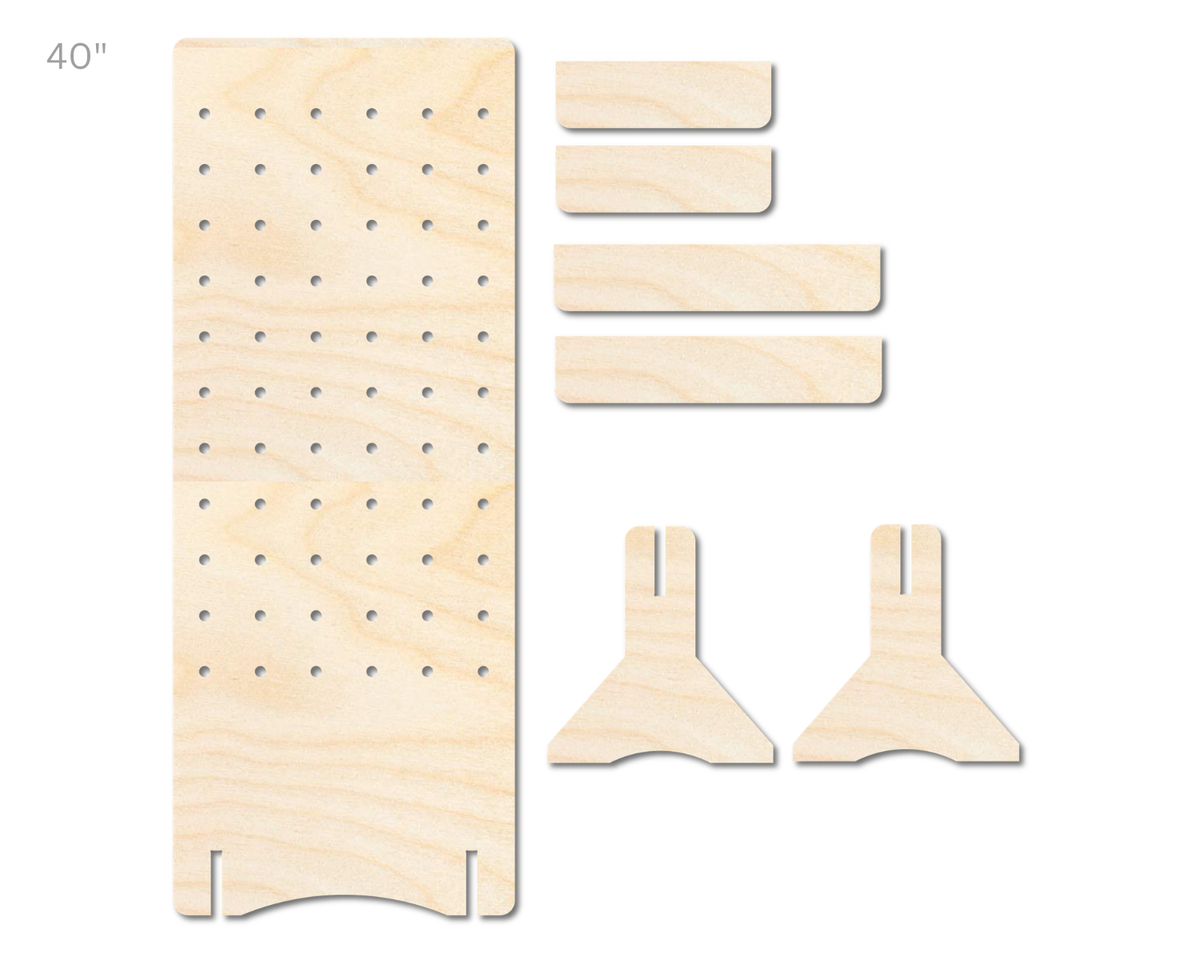 Unfinished Wood Rectangle Standing Peg Board  | Standing Wood Peg Board | 1/2" & 1/4" Thick Wood | up to 40"