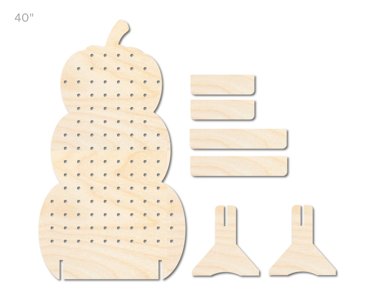 Unfinished Wood Stacked Pumpkins Standing Peg Board  | Standing Wood Peg Board | 1/2" & 1/4" Thick Wood | up to 40"