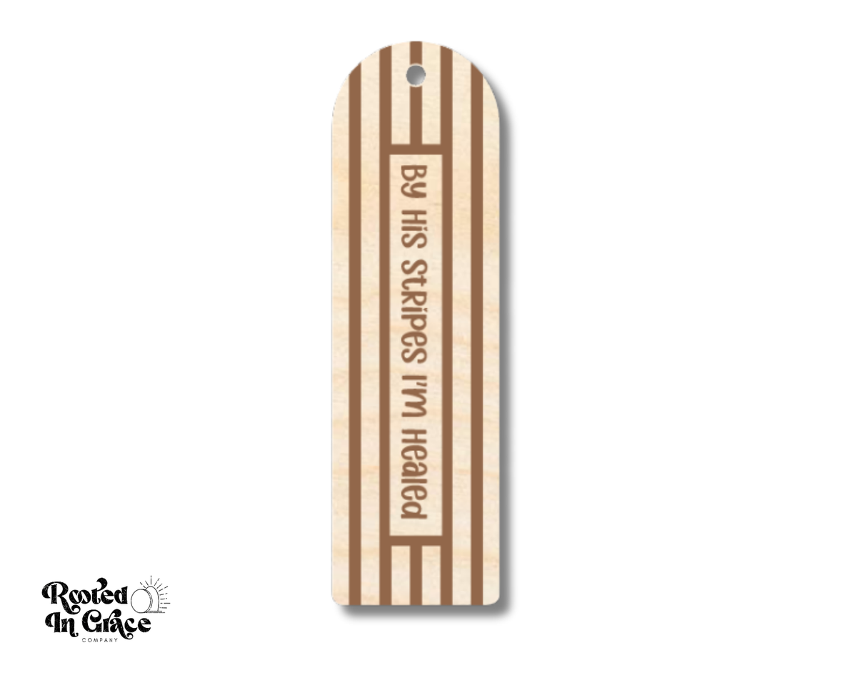 Unfinished Wood Striped Bookmark | Engraved | Rooted in Faith | up to 12" DIY