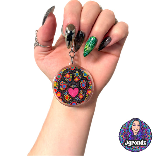 Double Sided Rainbow Paw acrylic/epoxy printed keychain