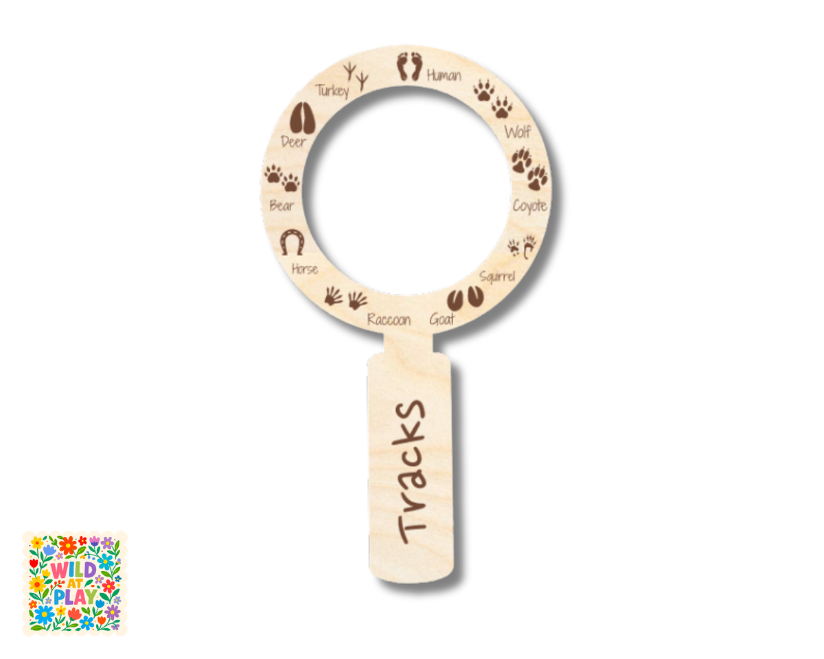 Unfinished Wood Explorer Tracks Magnifying Glass | Wild at Play | 1pc |  8" | 1/4" Wood | DIY Craft Cutout |
