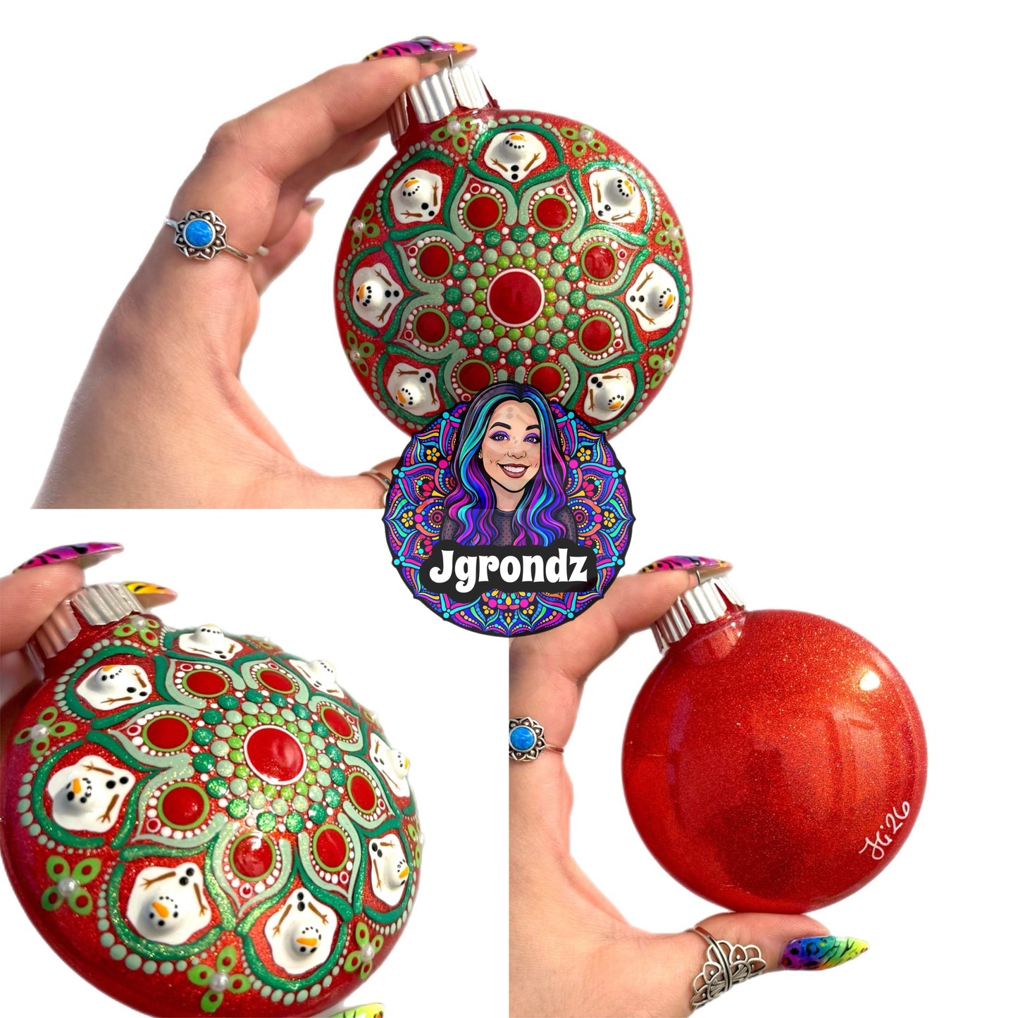 3” Melting Snowman Mandala Ornament