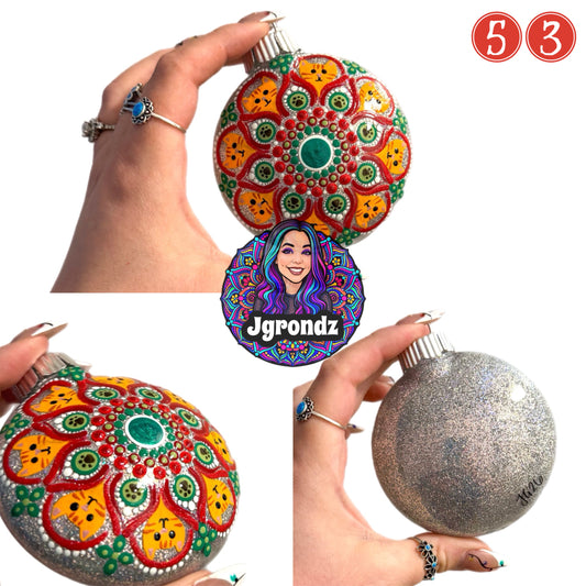 3” Orange Tabby Mandala Ornament