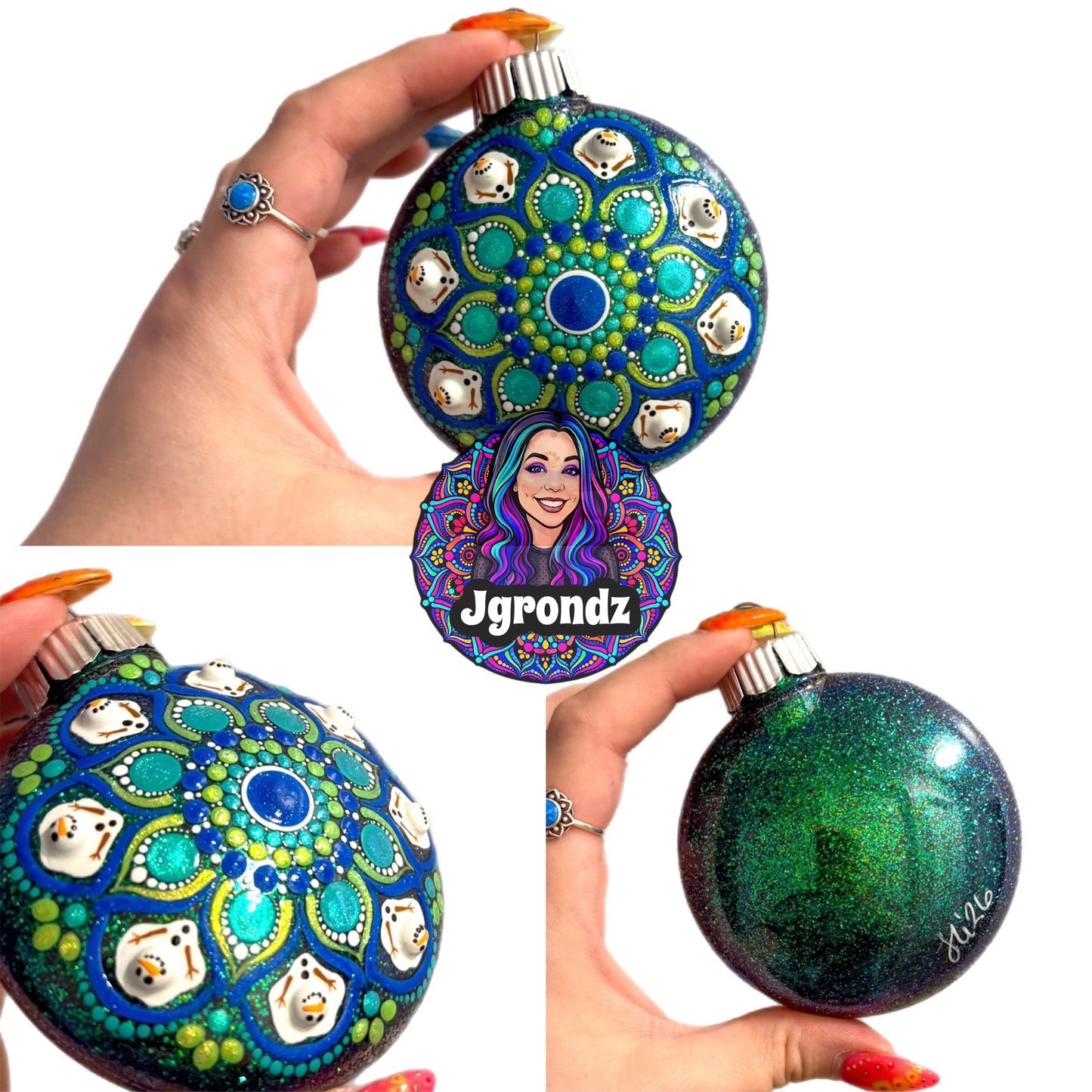 3” Melting Snowman Mandala Ornament