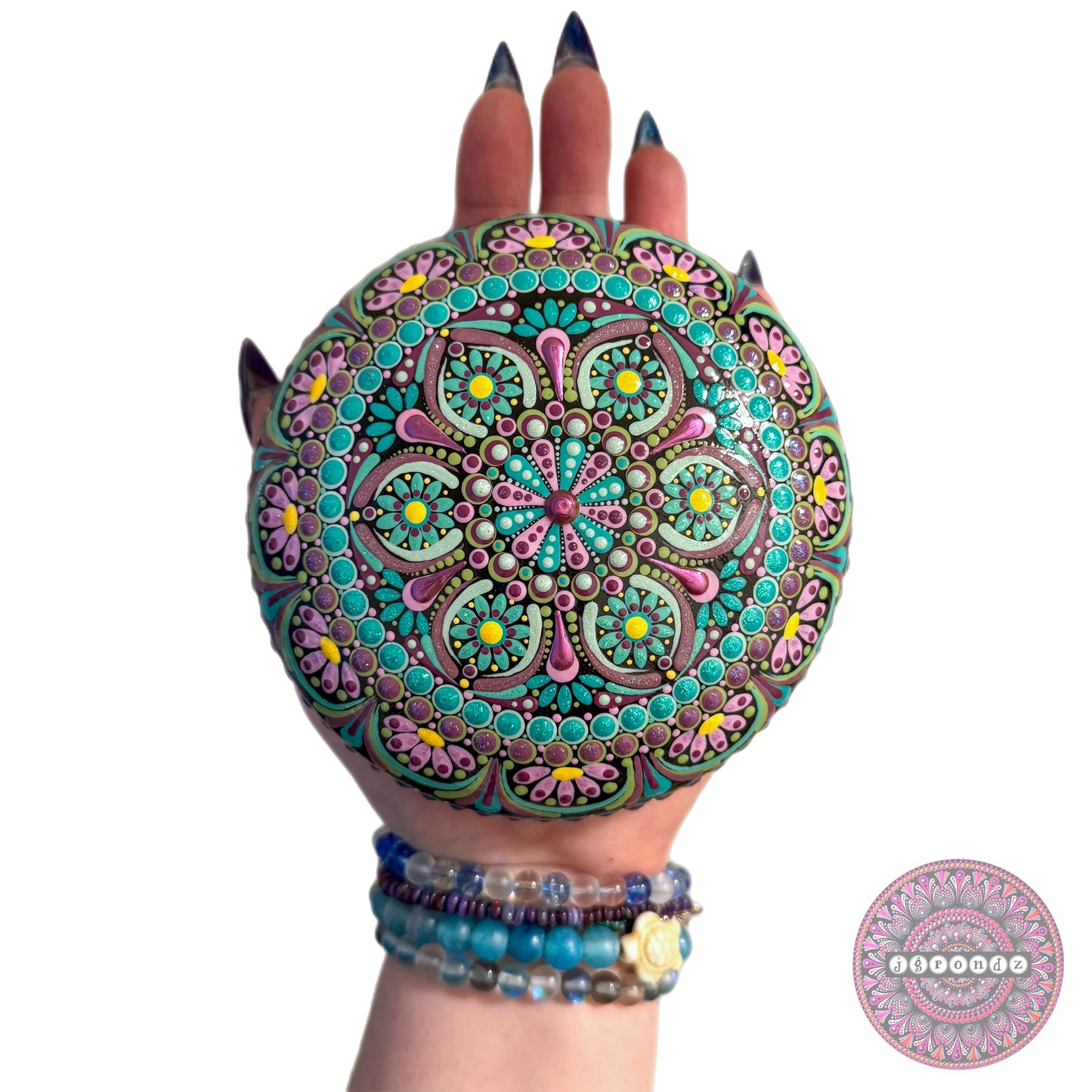 XL Painted Mandala Stone