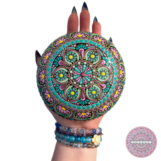 XL Painted Mandala Stone
