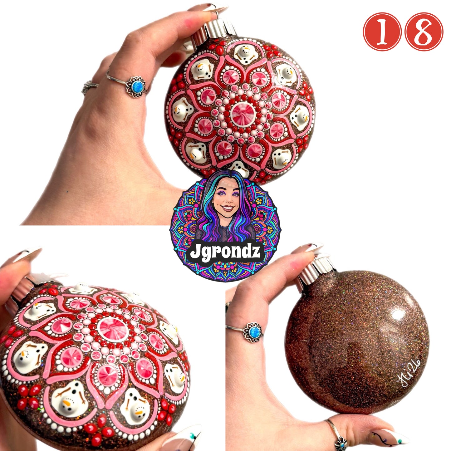 3” Melting Snowman Mandala Ornament