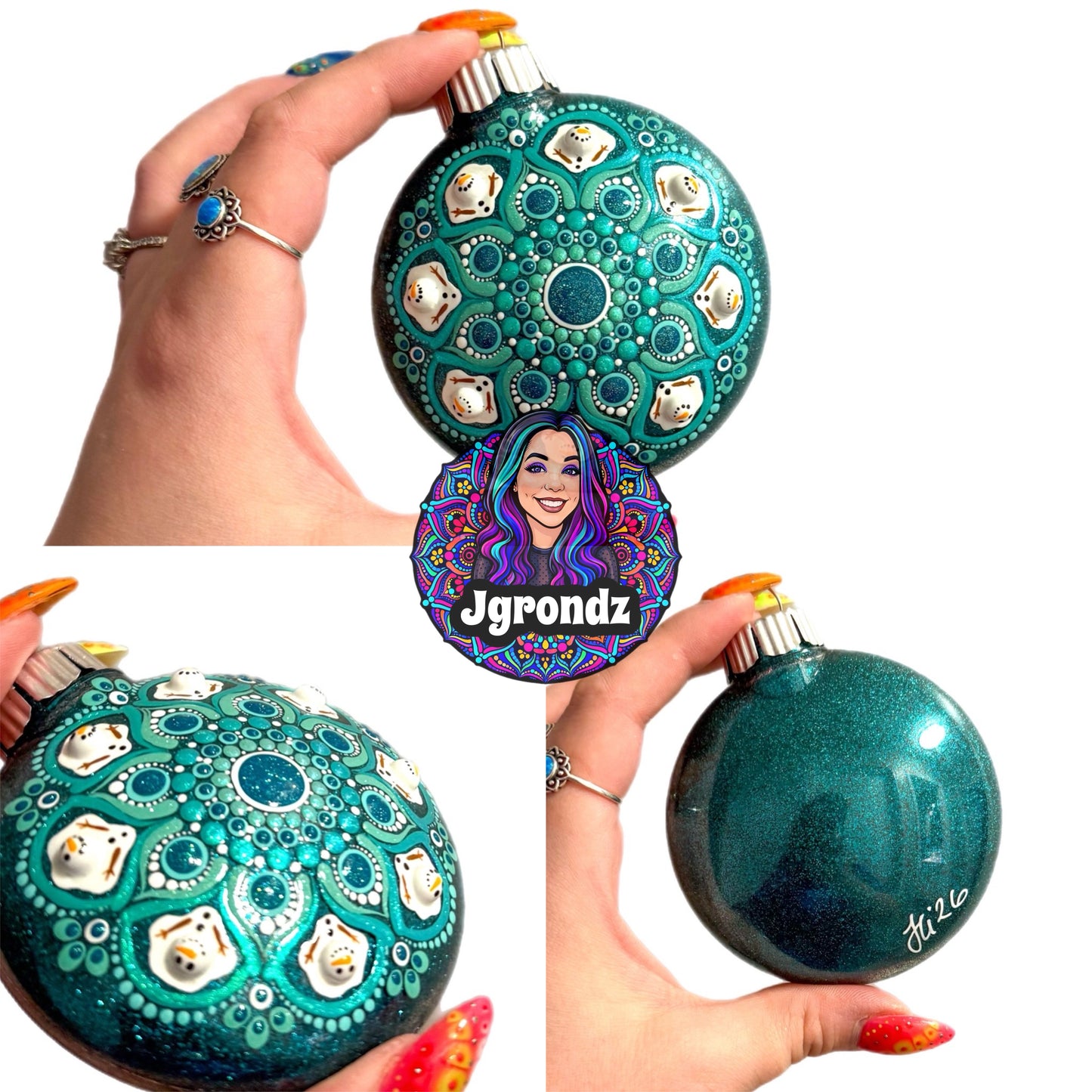 3” Melting Snowman Mandala Ornament