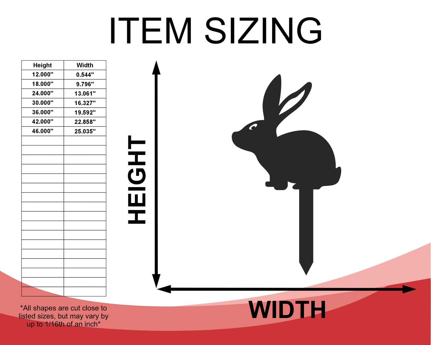 Metal Bunny Garden Stakes | Up to 24" | Over 20 Color Options