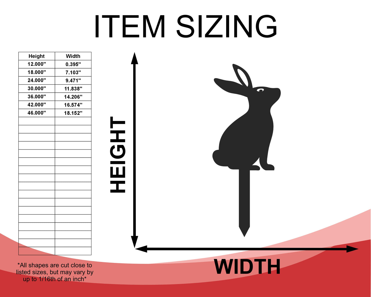 Metal Bunny Garden Stakes | Up to 24" | Over 20 Color Options