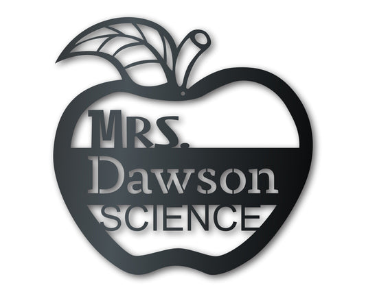 Metal Teacher's Apple Wall Art | School Teacher Metal Sign | Indoor Outdoor | Up to 46" | Over 20 Color Options