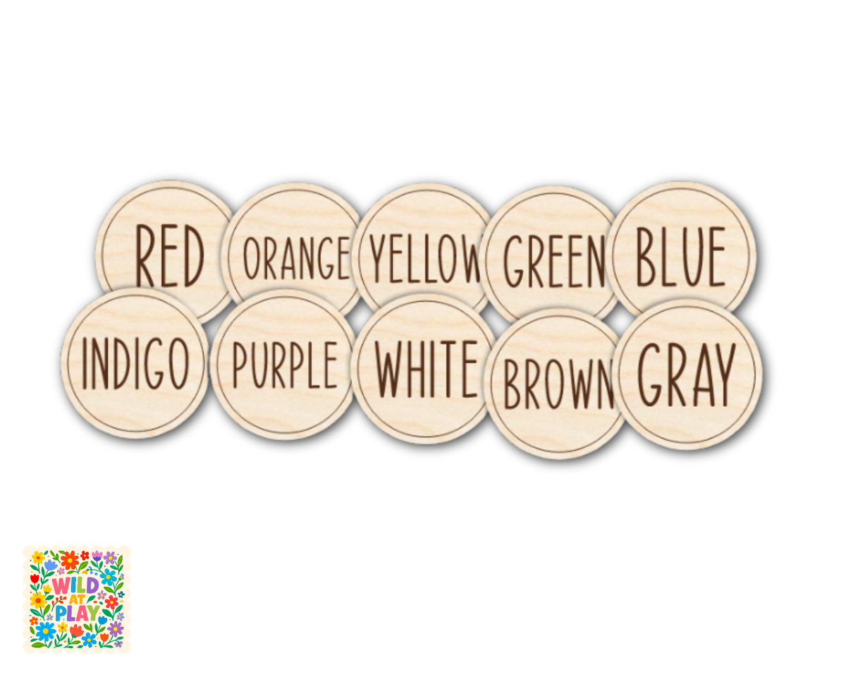 Unfinished Wood Color Token Pack | Wild at Play | 10 pc |  3" | 1/8" Wood | DIY Craft Cutout |