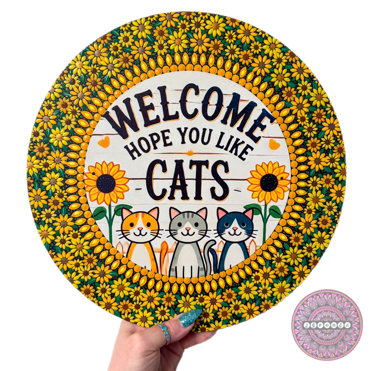 12” Sunflower Hope You Like Cats Painting