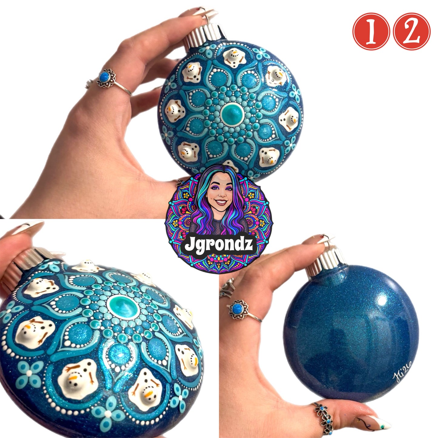 3” Melting Snowman Mandala Ornament