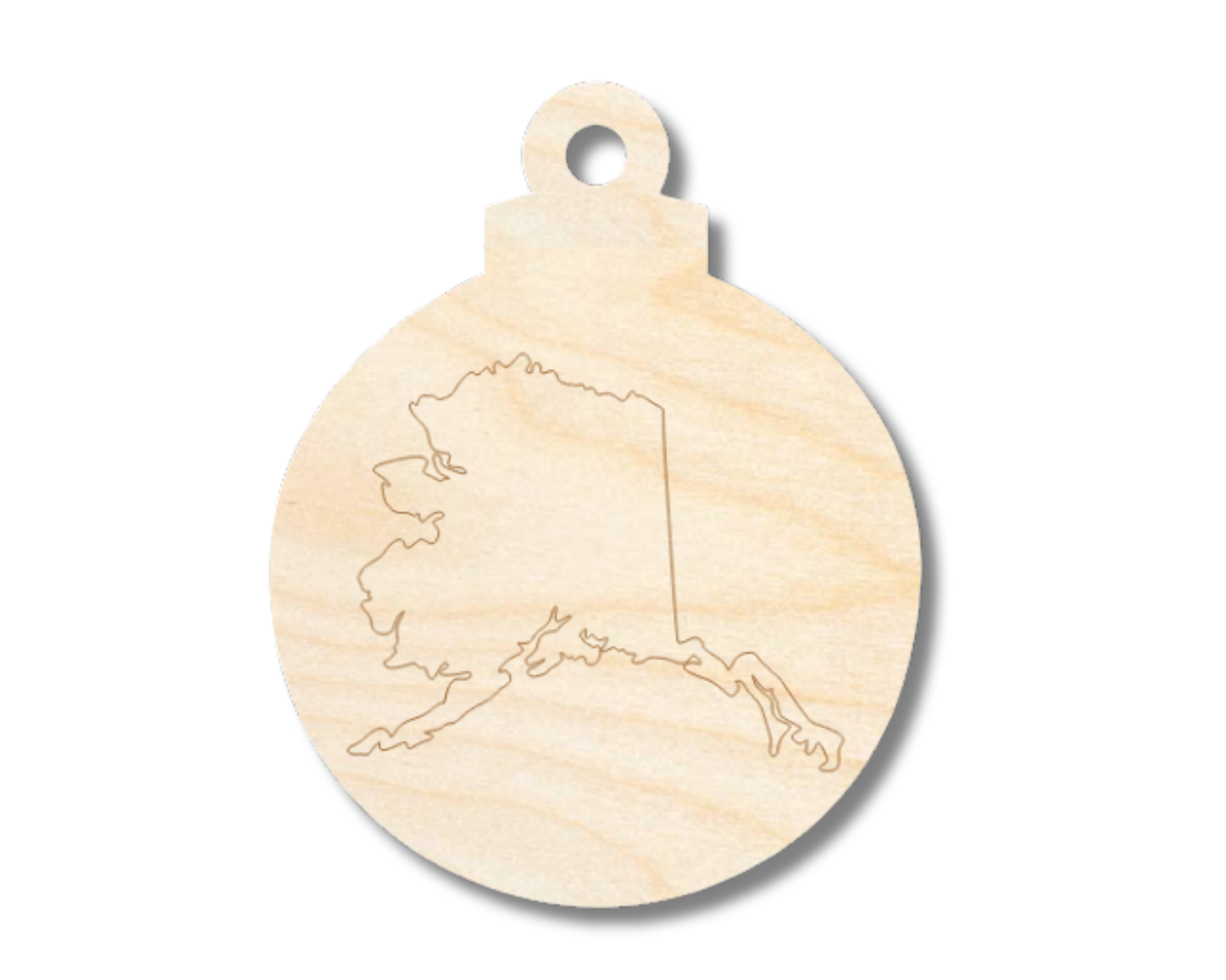 Unfinished Wood Etched Alaska Ornament Shape | Paint By Line Crafts | up to 30" DIY