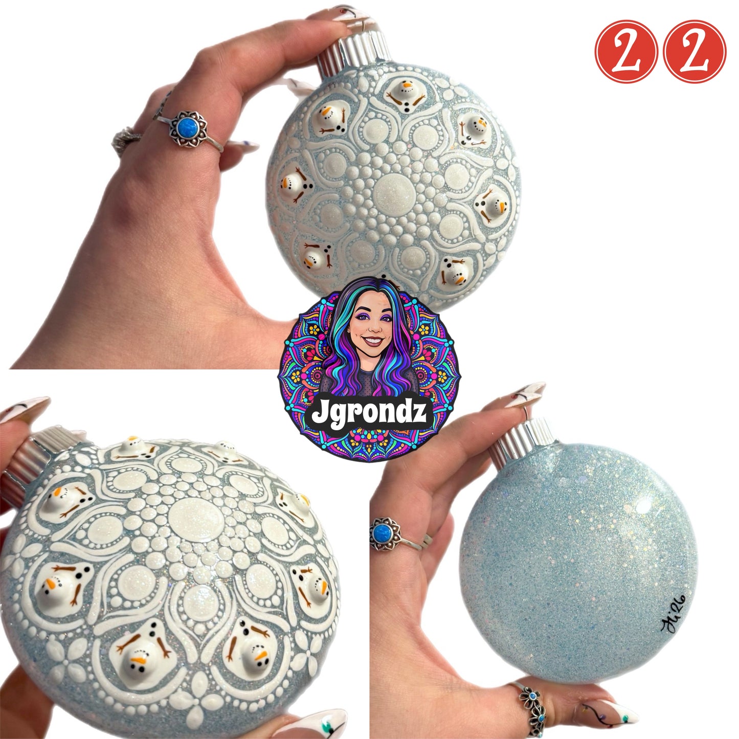 3” Melting Snowman Mandala Ornament